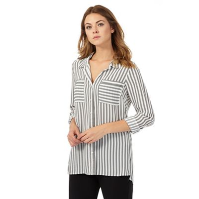 The Collection Ivory broken striped print shirt